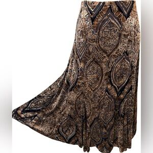 Vintage ANNE KLEIN NY Velvet Burn Out Bohemian Midi Skirt Size Large
